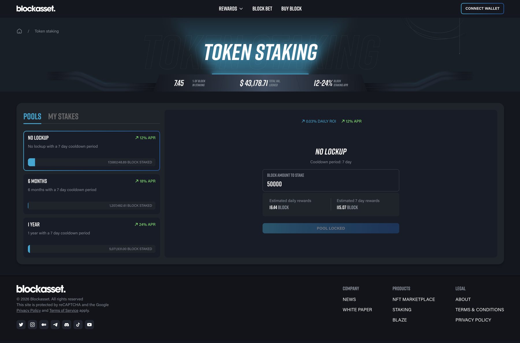 Blockasset token staking